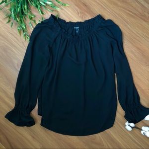 (SOLD) Talbots Black Ruffle Blouse